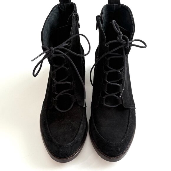Kurt Geiger Black Suede Lace Up Ankle Boots Block Heel Sz 37 US 36.5-7 Spain - Picture 3 of 11